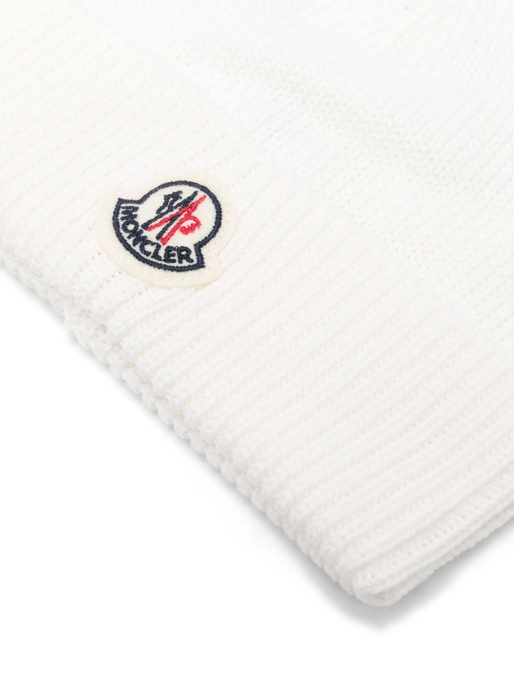 Cappello per neonati Moncler Enfant bianco con ricamo logo - Rubino Kids