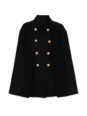 Cappotto a mantella per bambina Balmain Kids nera con collo alto