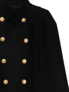 Cappotto a mantella per bambina Balmain Kids nera con collo alto - Rubino Kids