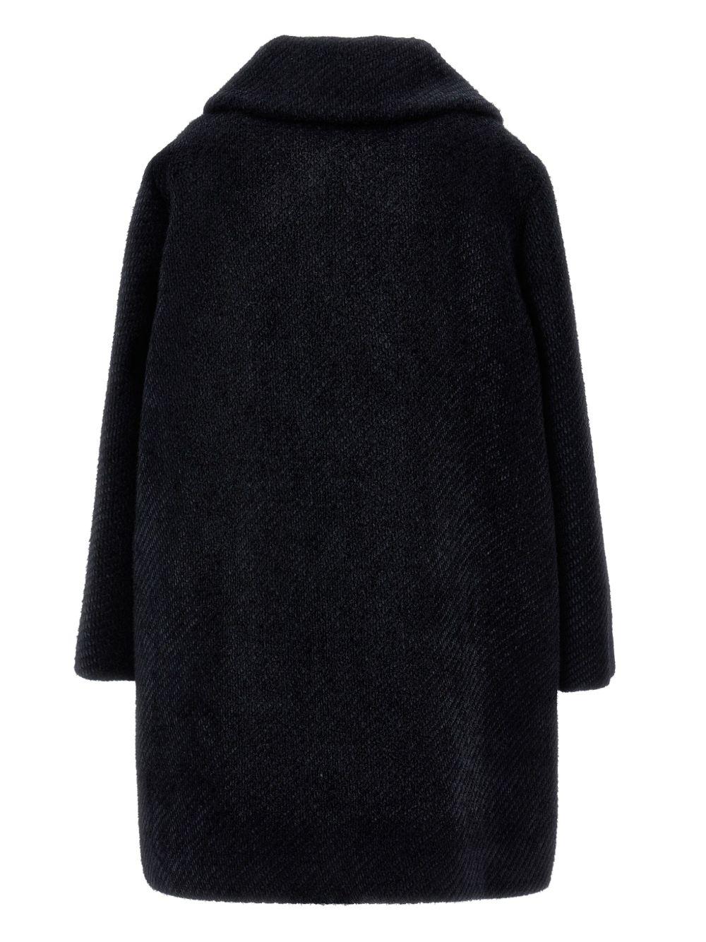 Cappotto doppiopetto per bambina Monnalisa nero con decorazione a fiore - Rubino Kids