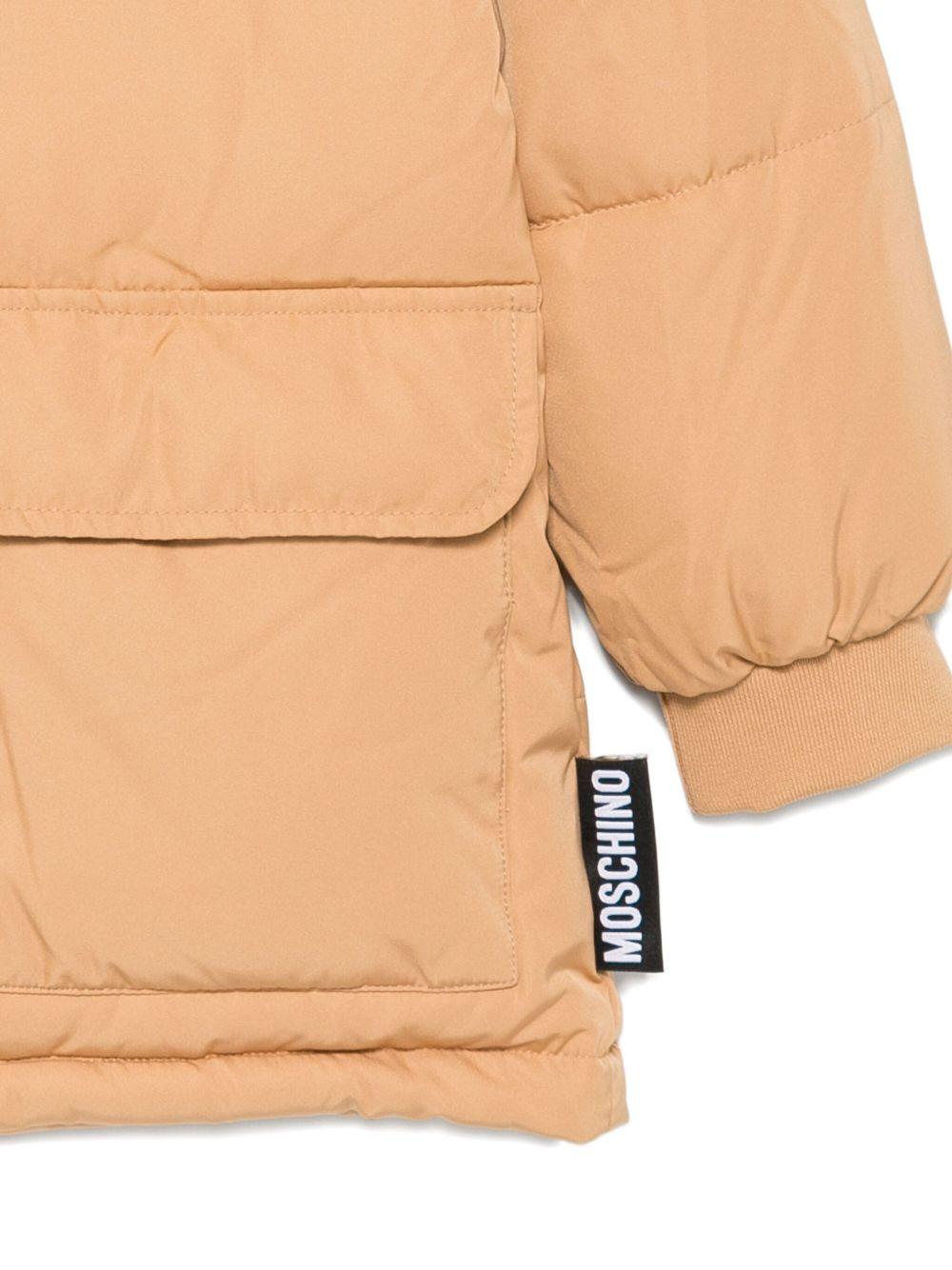 Cappotto imbottito per bambino Moschino Kids beige con logo - Rubino Kids