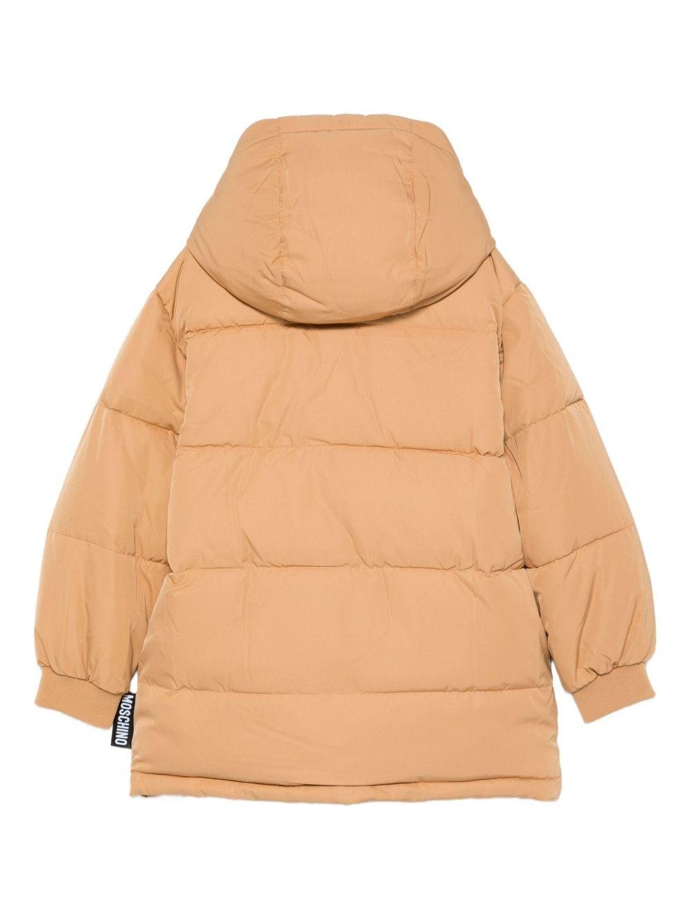 Cappotto imbottito per bambino Moschino Kids beige con logo - Rubino Kids