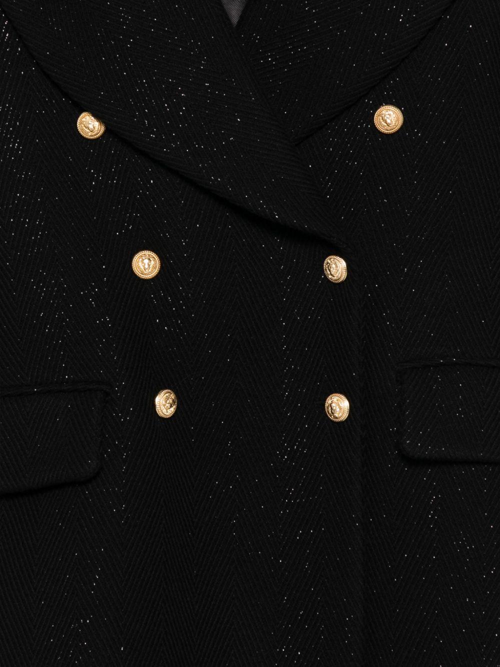 Cappotto per bambina Balmain Kids nero con dettagli glitterati - Rubino Kids