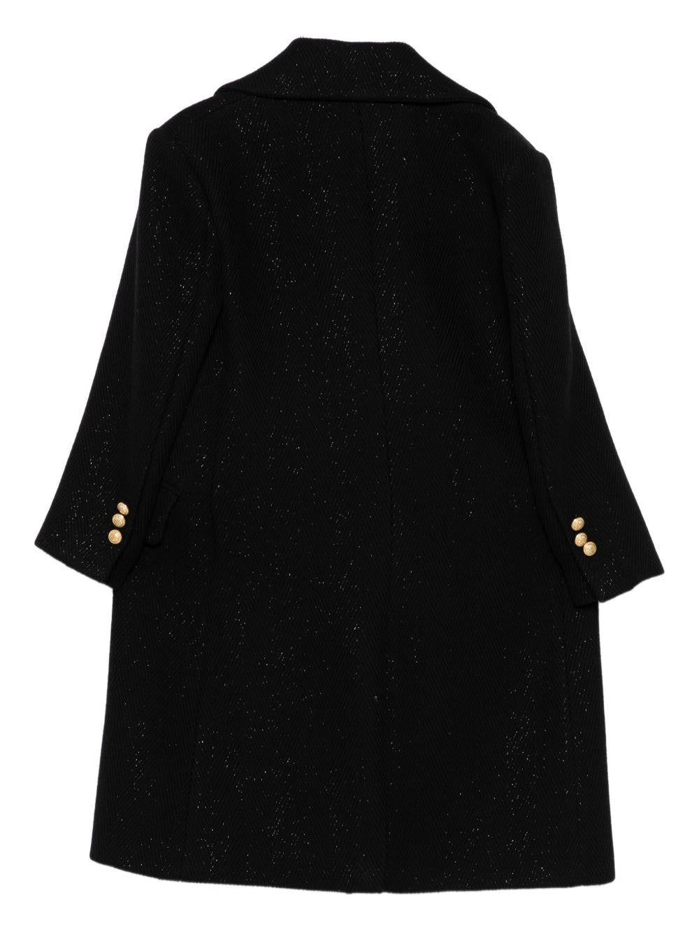 Cappotto per bambina Balmain Kids nero con dettagli glitterati - Rubino Kids