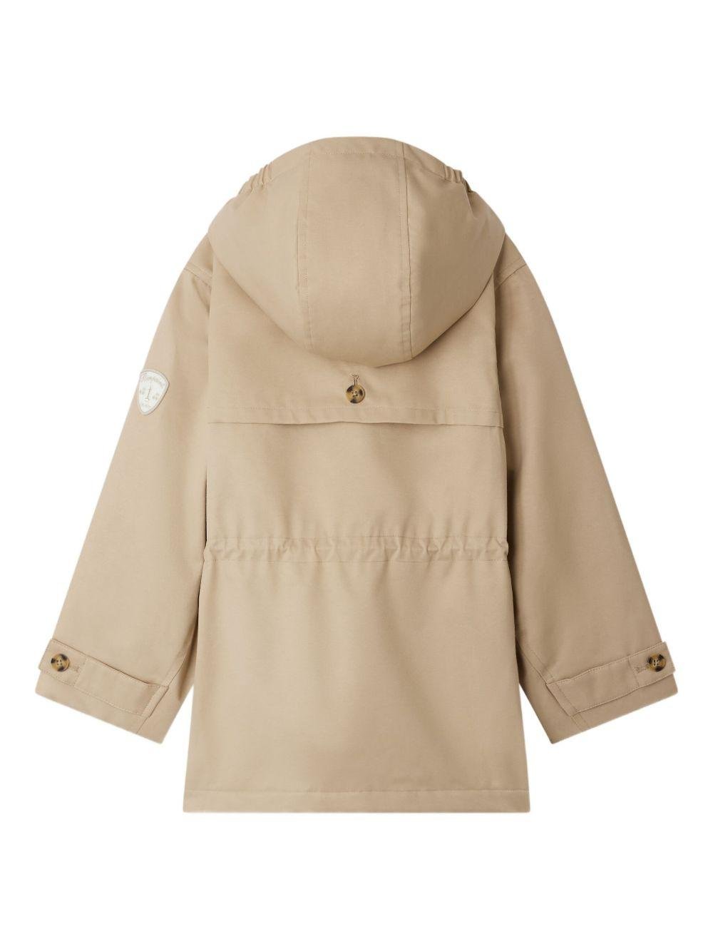 Cappotto per bambina Bonpoint beige con cappuccio - Rubino Kids