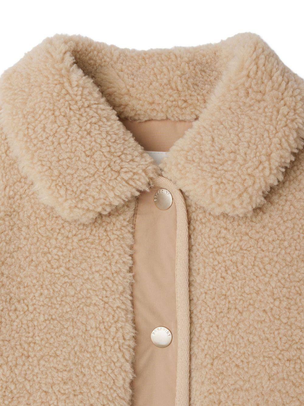 Cappotto per bambina Bonpoint beige con colletto teddy - Rubino Kids