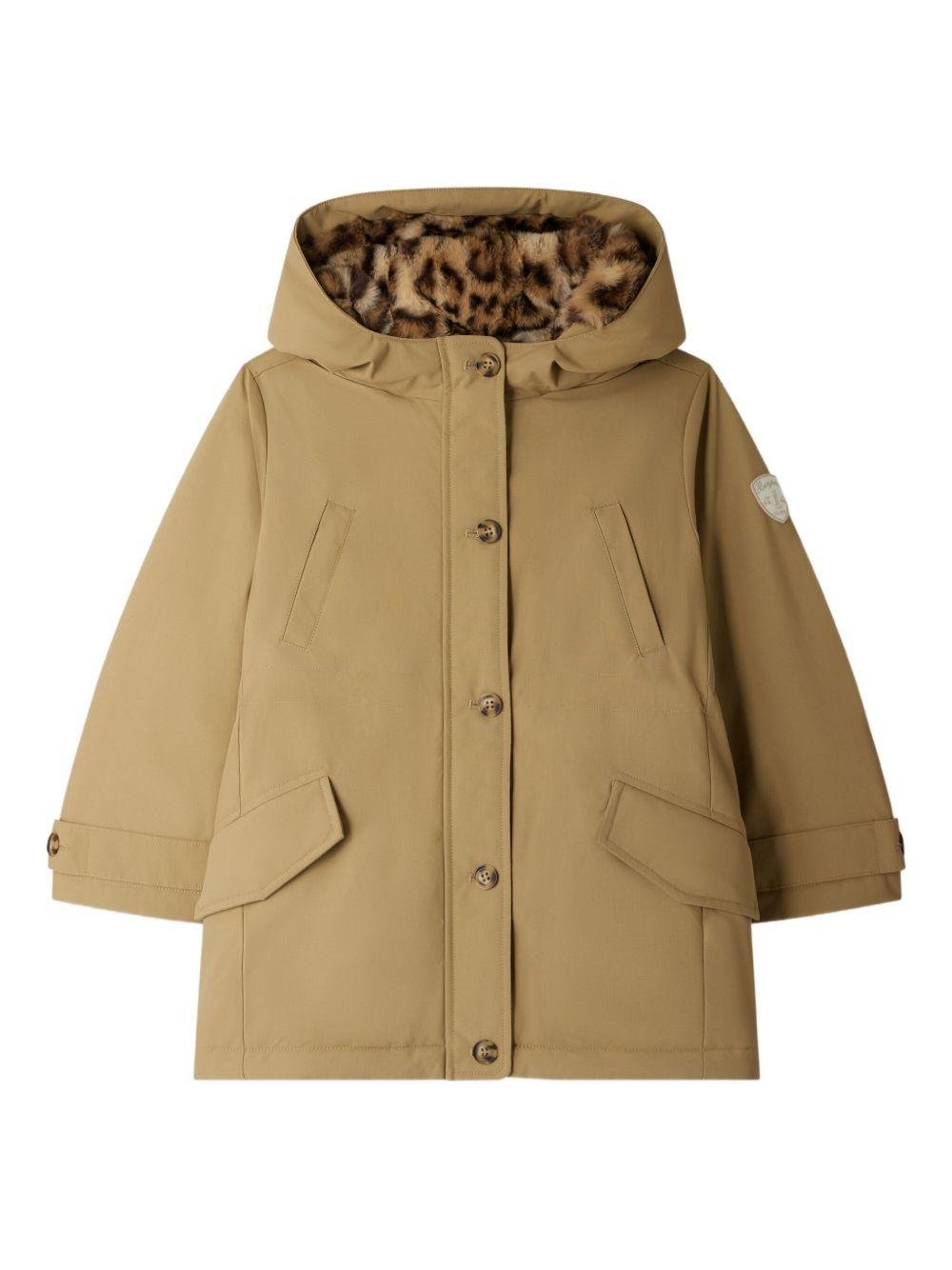 Cappotto per bambina Bonpoint marrone con applicazione - Rubino Kids
