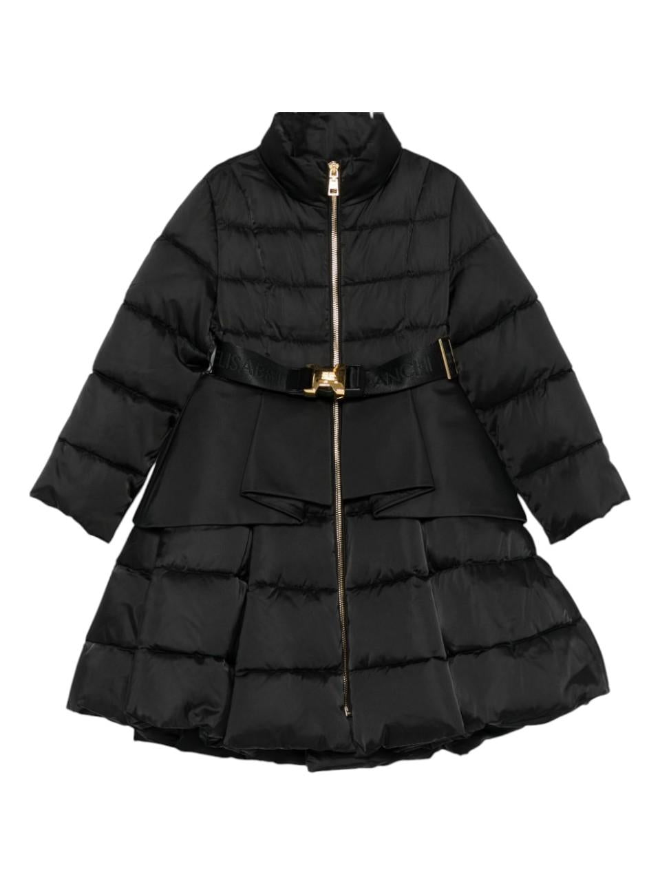 Cappotto per bambina Elisabetta Franchi La Mia Bambina nera con dettaglio volant - Rubino Kids