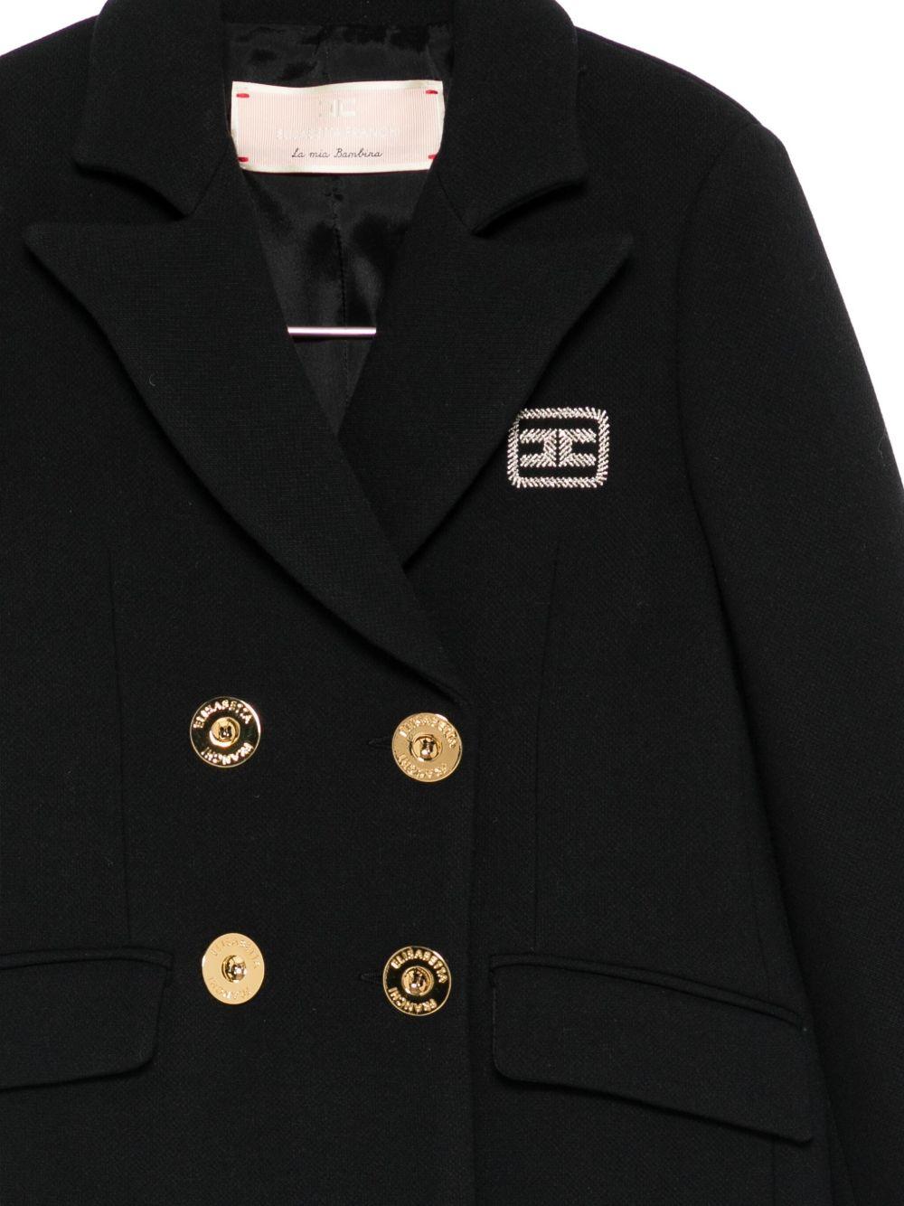 Cappotto per bambina Elisabetta Franchi La Mia Bambina nera con ricamo logo - Rubino Kids