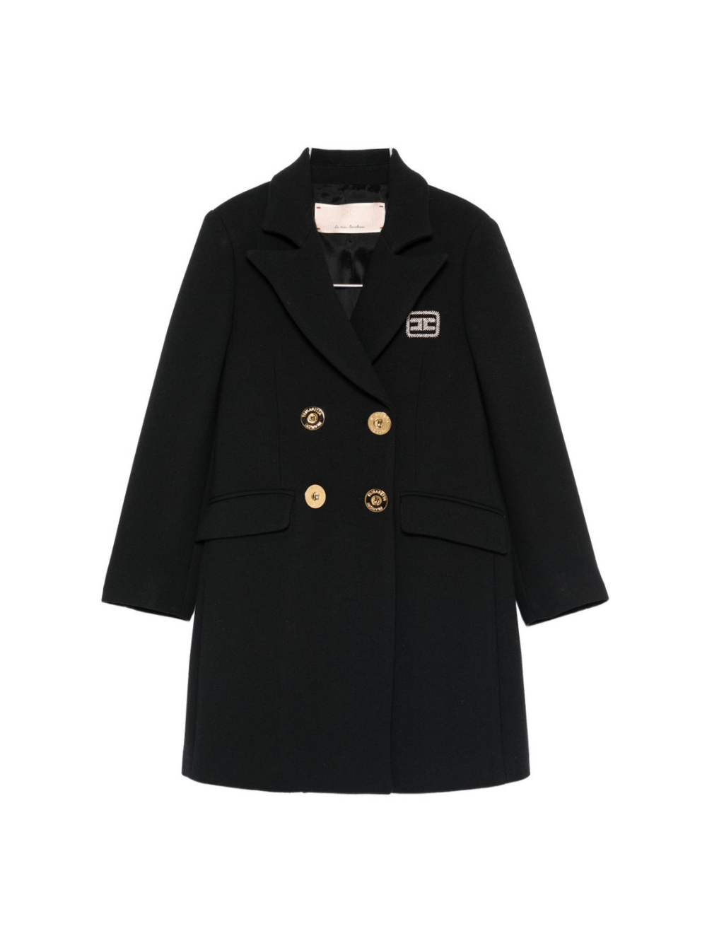 Cappotto per bambina Elisabetta Franchi La Mia Bambina nera con ricamo logo - Rubino Kids