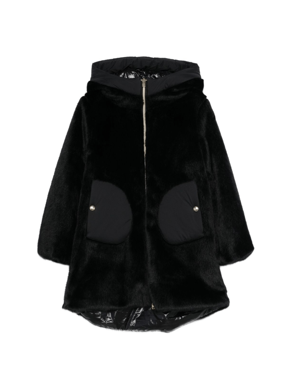 Cappotto per bambina Herno Kids nero con pelliccia sintetica - Rubino Kids
