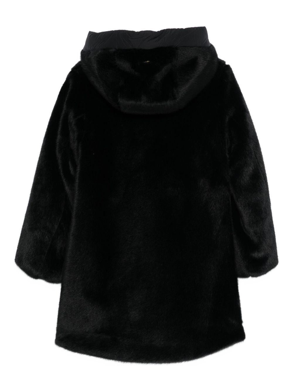 Cappotto per bambina Herno Kids nero con pelliccia sintetica - Rubino Kids