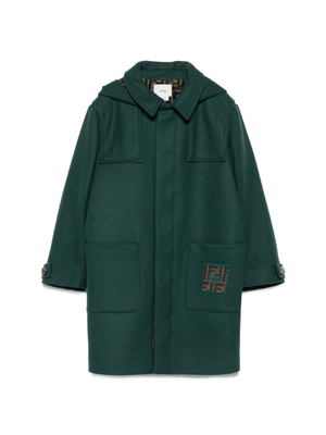 Fendi Kids green coat with pockets and hood for boys