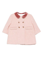 Cappotto per neonata Bonpoint rosa con colletto in velluto - Rubino Kids