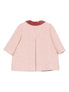Cappotto per neonata Bonpoint rosa con colletto in velluto - Rubino Kids