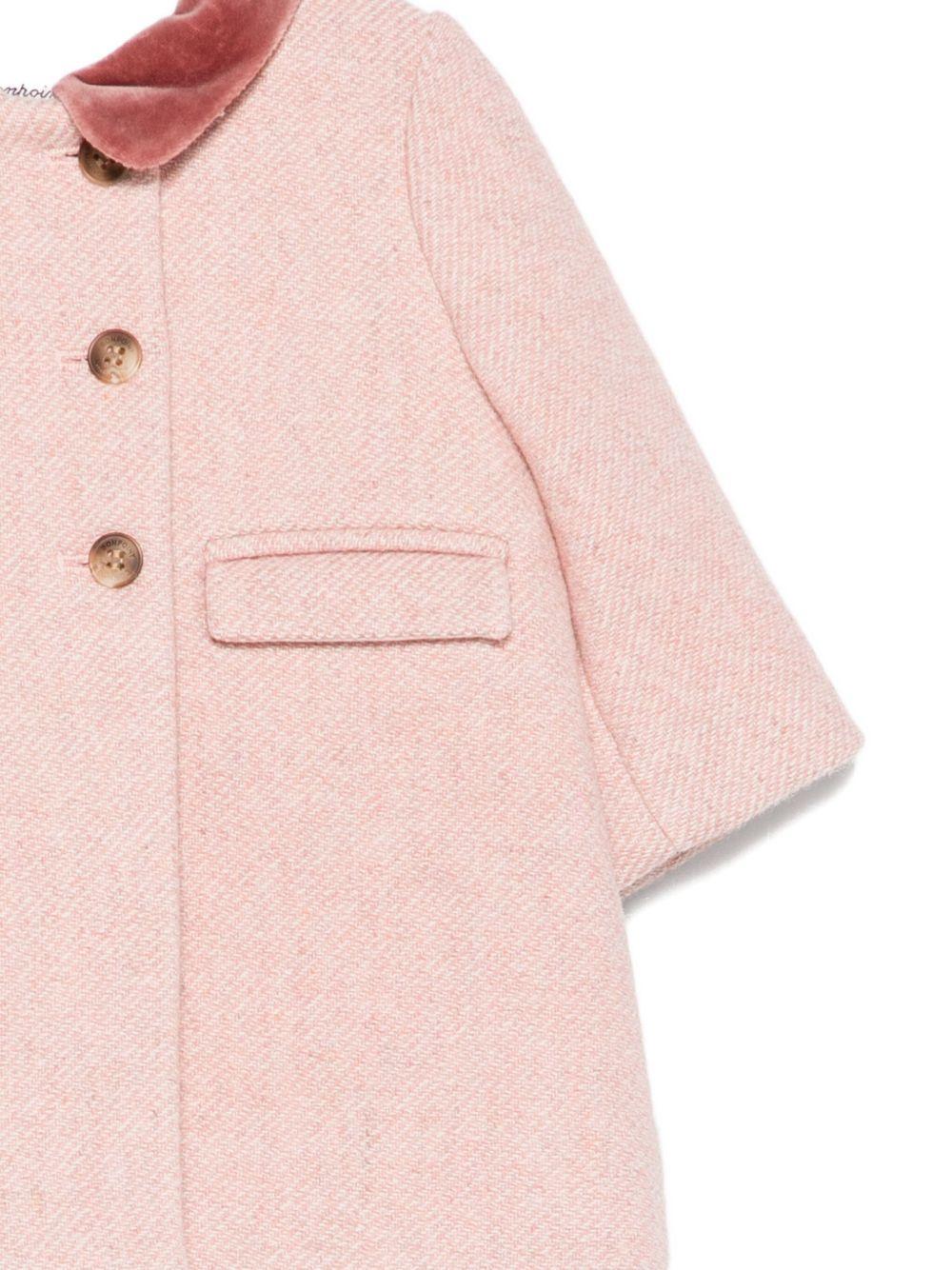 Cappotto per neonata Bonpoint rosa con colletto in velluto - Rubino Kids