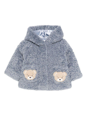 Cappotto per neonata Monnalisa blu con Teddy Bear
