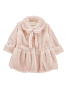 Cappotto per neonata Monnalisa rosa con orlo con peplum - Rubino Kids