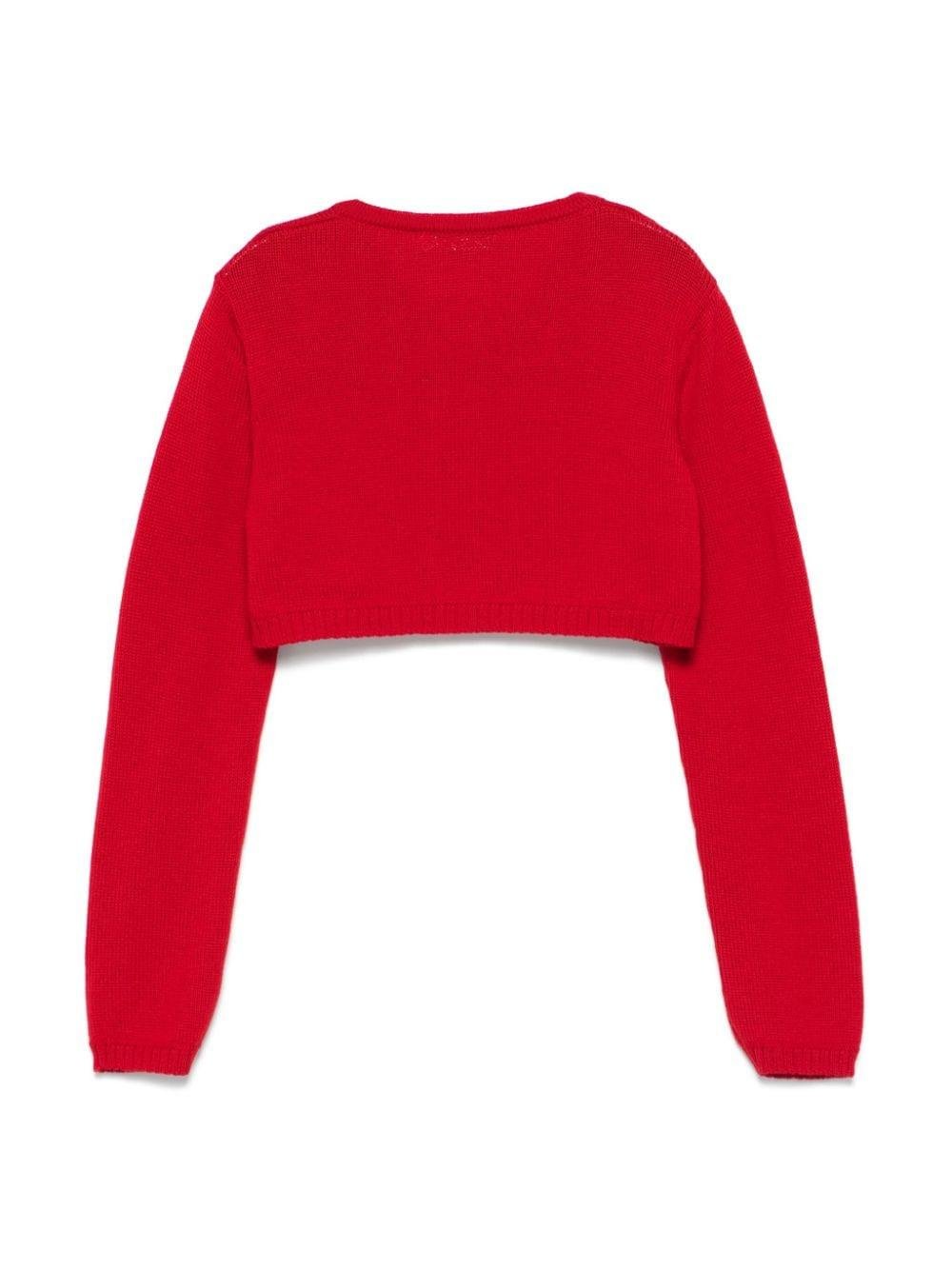 Cardigan crop per bambina Colorichiari rosso con design lavorato a maglia - Rubino Kids