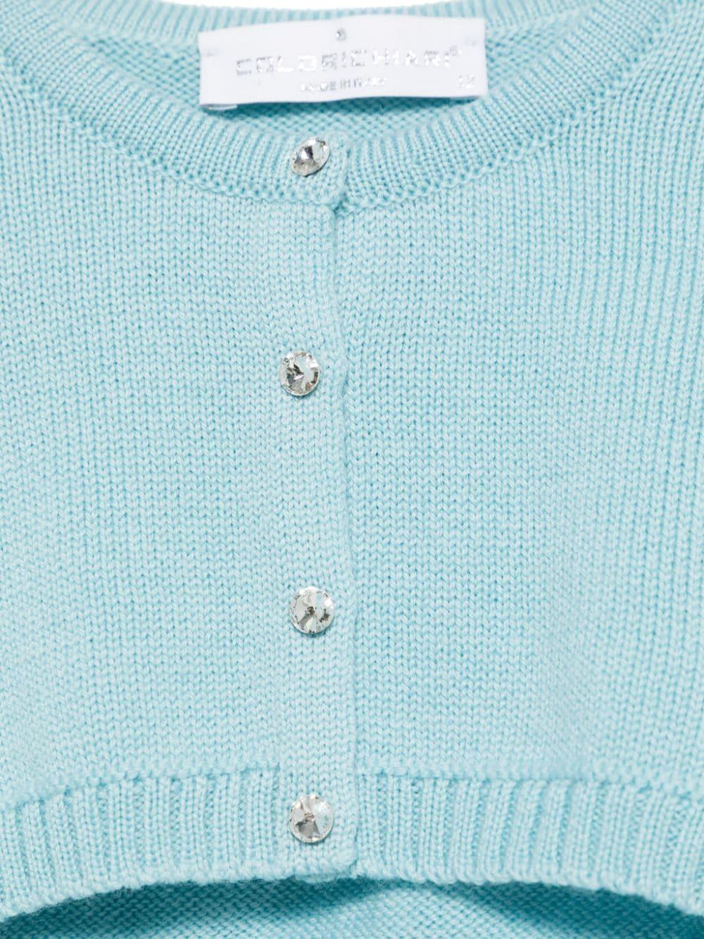Cardigan crop per neonata Colorichiari azzurro con design lavorato a maglia - Rubino Kids