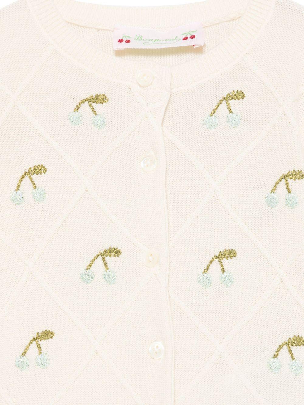 Cardigan Fayana per neonata Bonpoint beige con motivo con ricamo - Rubino Kids