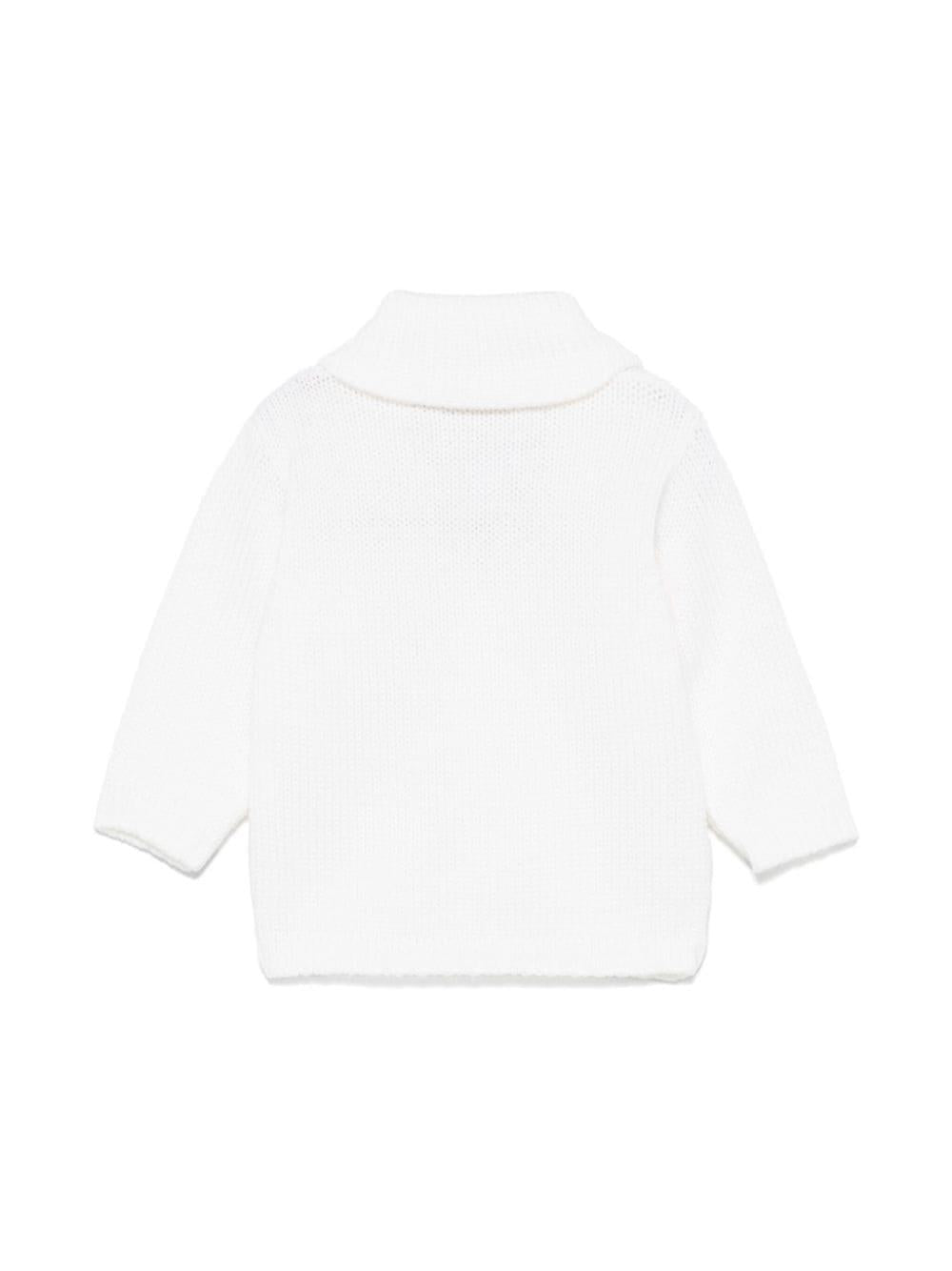 Cardigan in cashmere per neonato La Stupenderia bianco con chiusura frontale con bottoni revers - Rubino Kids