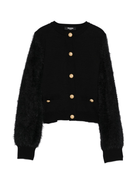 Cardigan per bambina Balmain Kids nero con bottoni color oro - Rubino Kids
