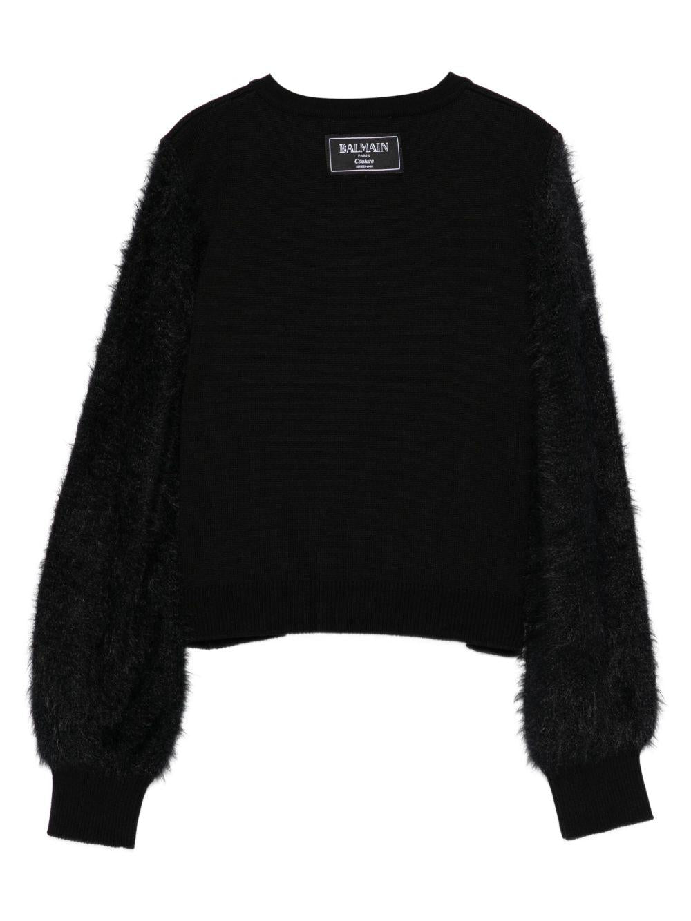 Cardigan per bambina Balmain Kids nero con bottoni color oro - Rubino Kids