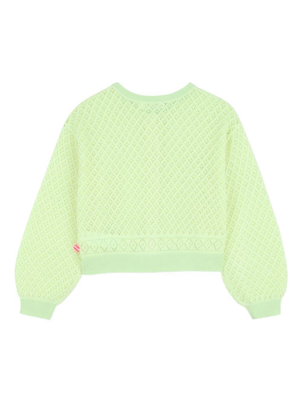 Cardigan per bambina Billieblush verde con texture traforata - Rubino Kids