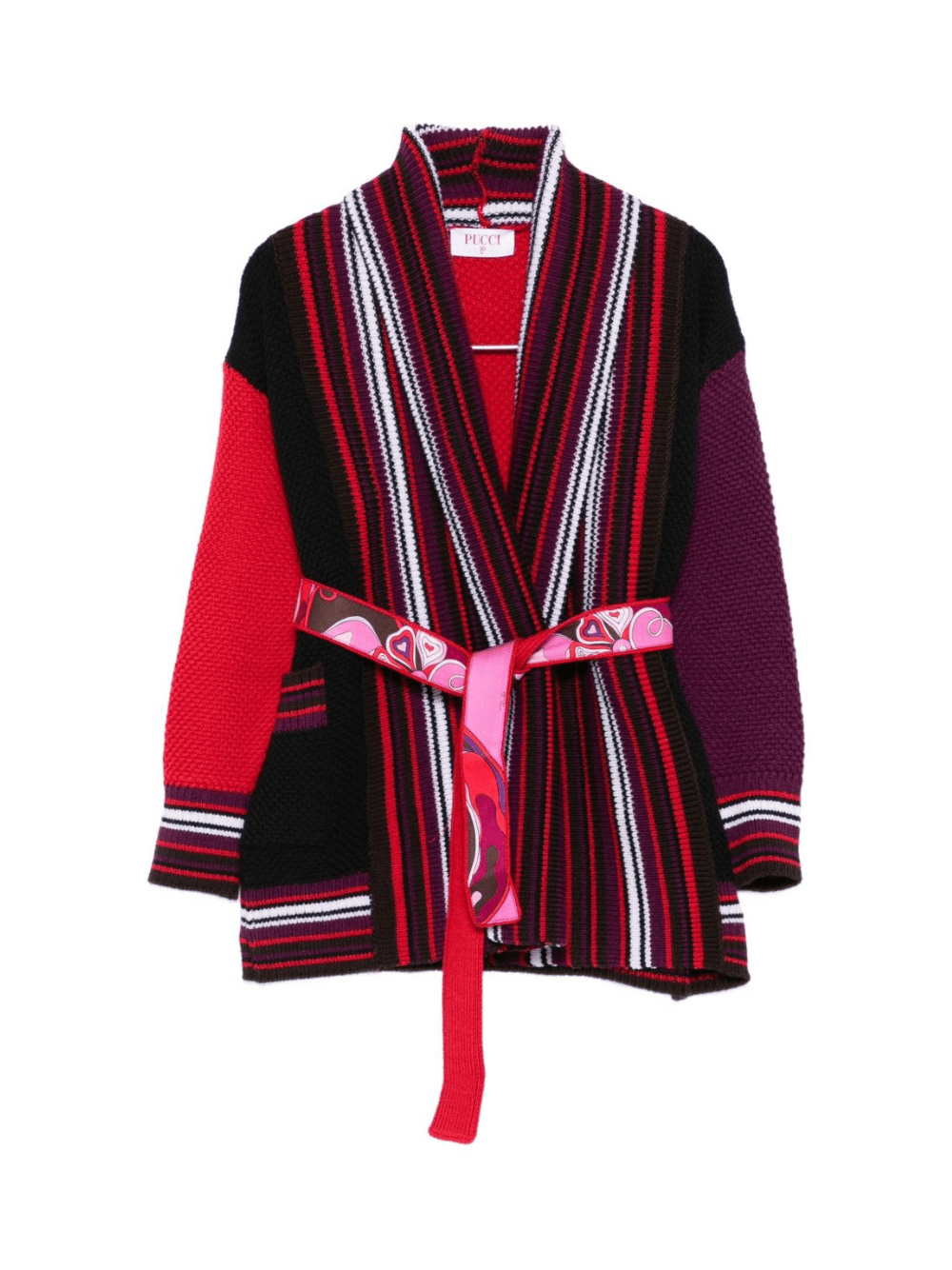Cardigan per bambina Emilio Pucci Junior multicolore con motivo a righe - Rubino Kids