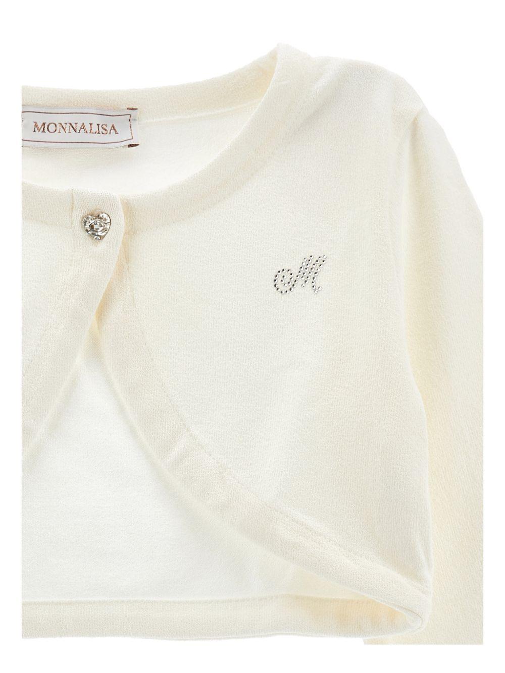 Cardigan per bambina Monnalisa bianco con bottoni a cuore - Rubino Kids