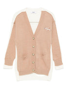Cardigan per bambina MSGM Kids multicolore con logo ricamato - Rubino Kids