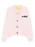 Cardigan per bambina Off - White Kids rosa con logo ricamato - Rubino Kids