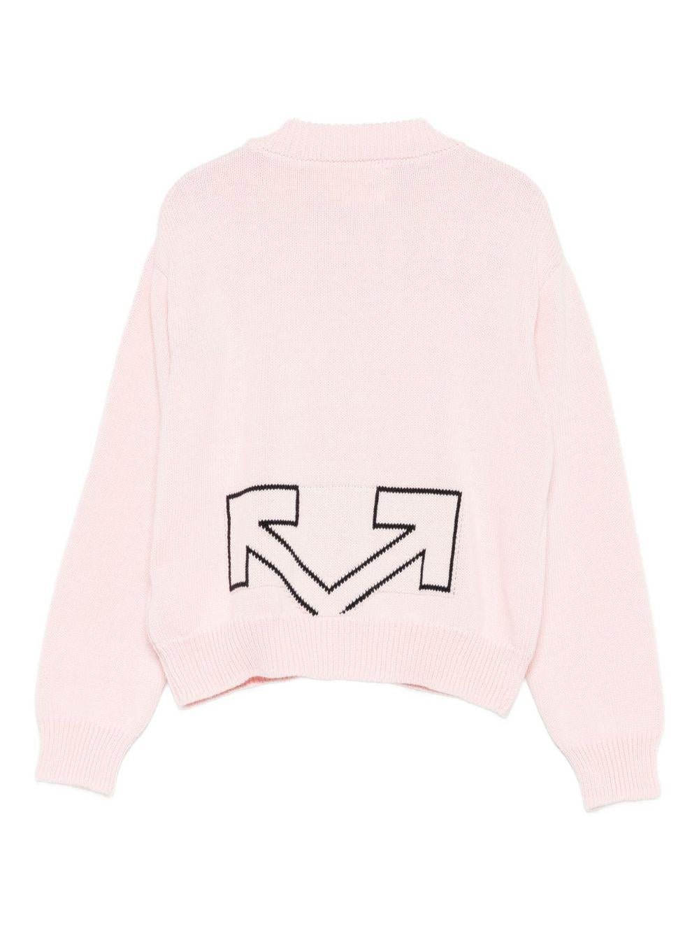 Cardigan per bambina Off - White Kids rosa con logo ricamato - Rubino Kids