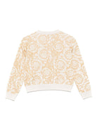 Cardigan per bambina Versace Kids beige con stampa stile Barocco - Rubino Kids