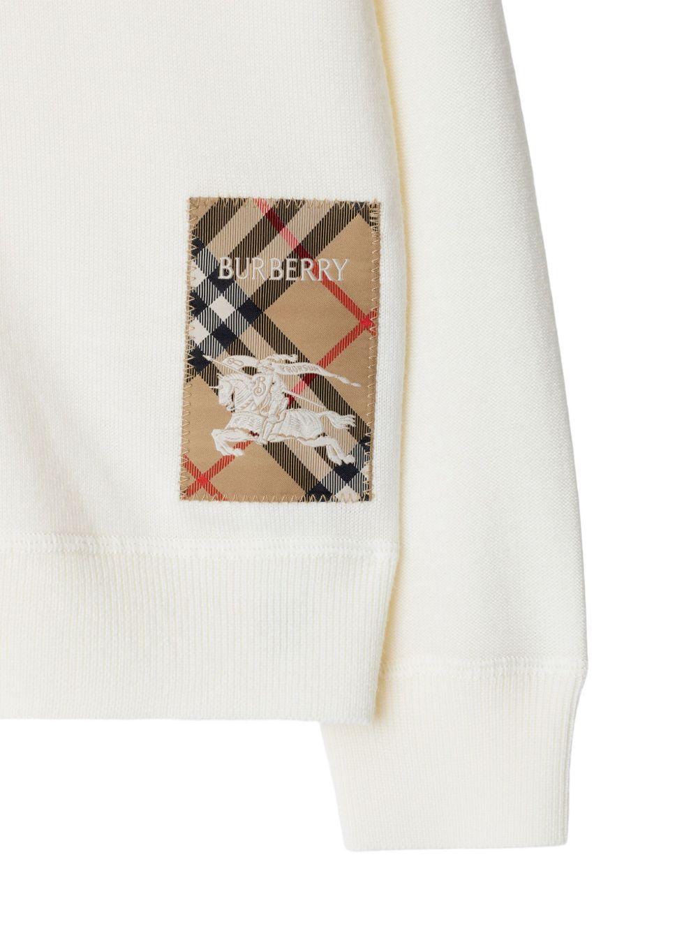 Cardigan per bambino Burberry Kids bianco con dettaglio a quadri - Rubino Kids
