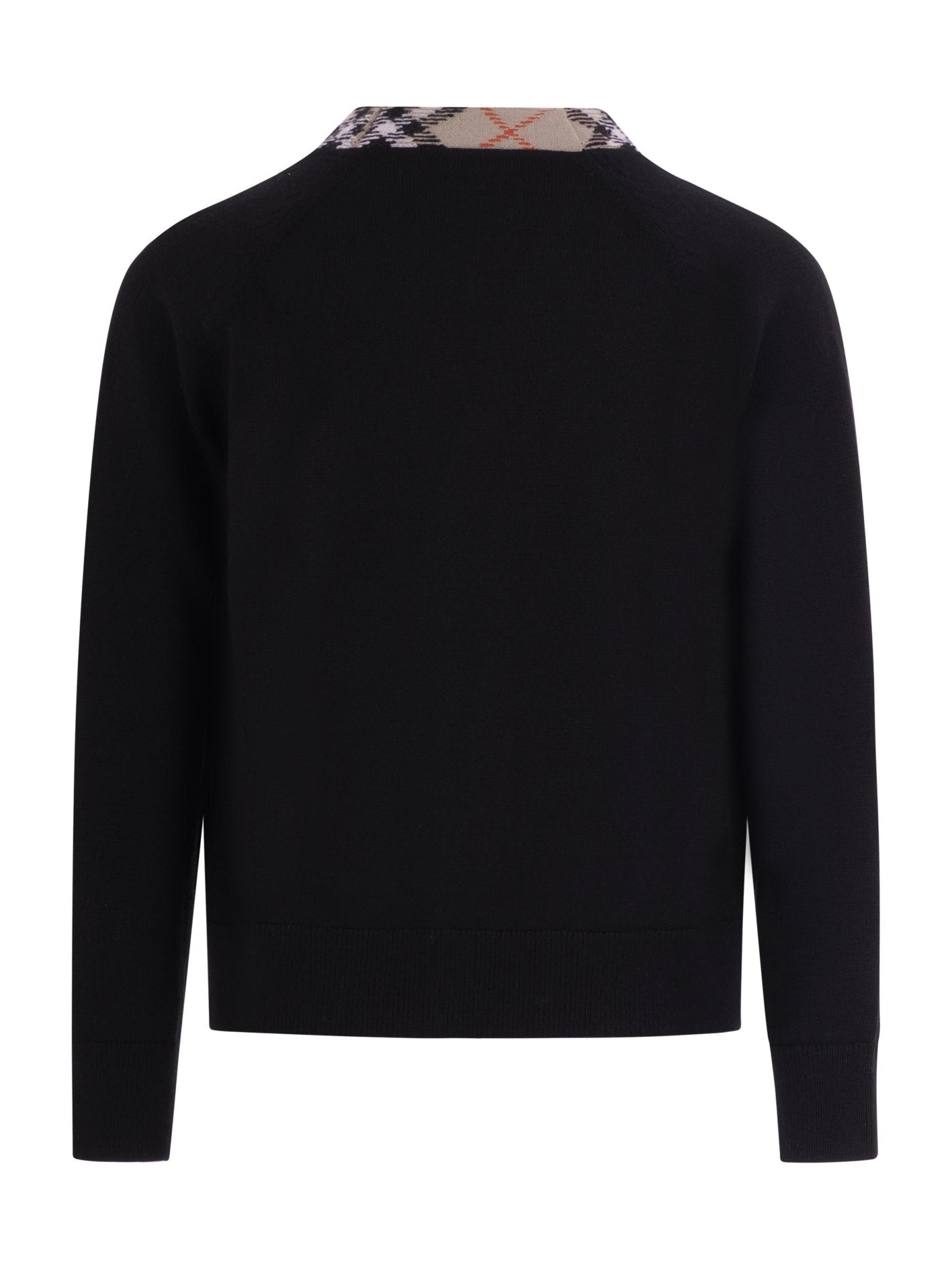 Cardigan per bambino Burberry kids nero con rifiniture a quadri - Rubino Kids