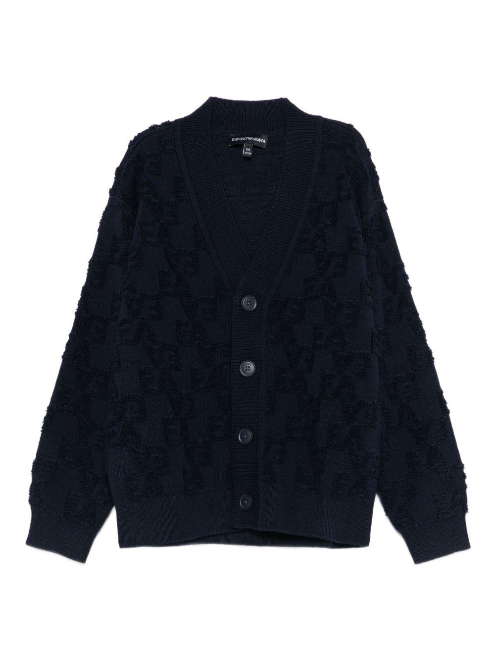 Cardigan per bambino Emporio Armani Kids blu con scollo a V - Rubino Kids