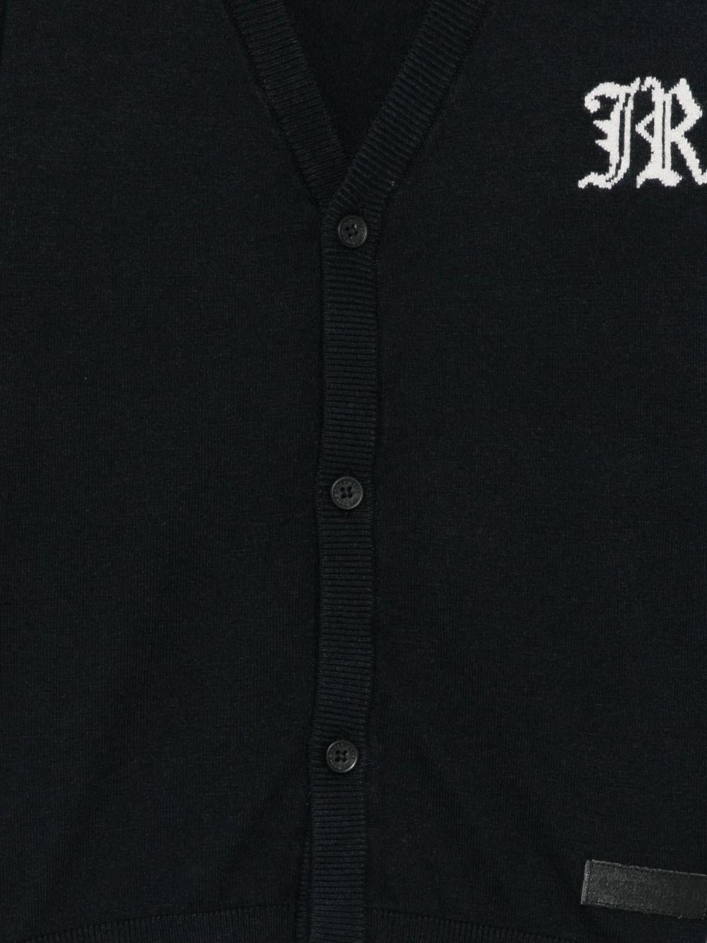 Cardigan per bambino John Richmond Junior blu con logo a intarsio - Rubino Kids