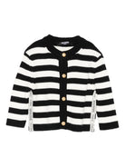 Cardigan per neonata Balmain Kids nero con dettagli a righe - Rubino Kids