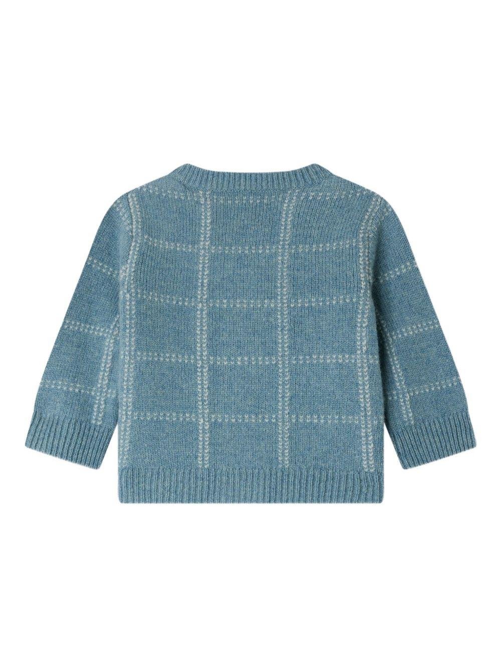 Cardigan per neonata Bonpoint azzurro a quadri - Rubino Kids