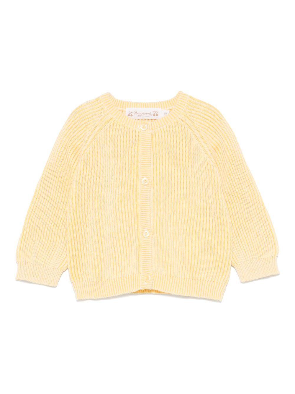 Cardigan per neonata Bonpoint Giusto giallo con dettaglio a coste - Rubino Kids