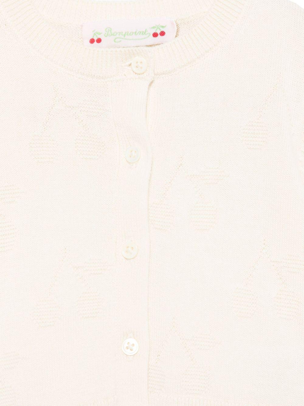 Cardigan per neonata Bonpoint Teyana ècru con chiusura frontale con bottoni - Rubino Kids