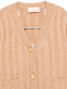 Cardigan per neonata Elisabetta Franchi La Mia Bambina beige con logo sulla parte posteriore - Rubino Kids