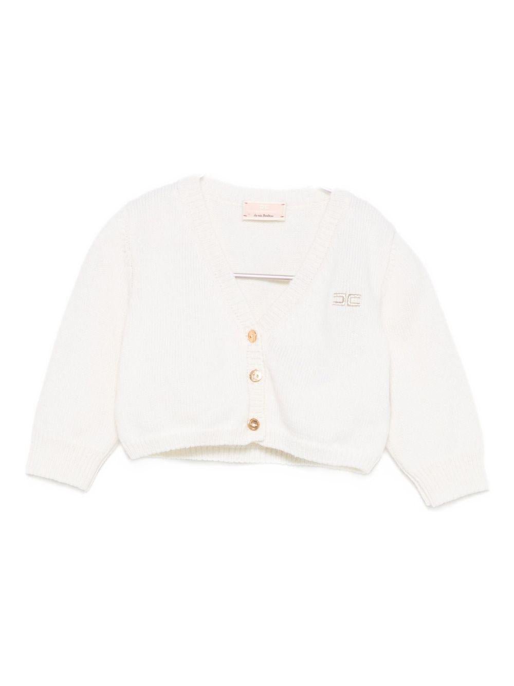 Cardigan per neonata Elisabetta Franchi La Mia Bambina bianco con scollo a V - Rubino Kids