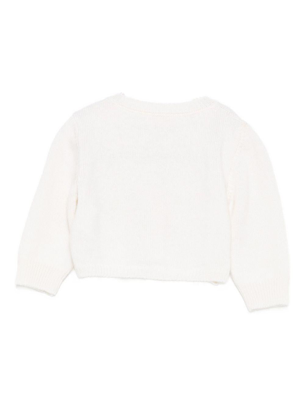 Cardigan per neonata Elisabetta Franchi La Mia Bambina bianco con scollo a V - Rubino Kids