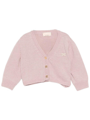 Elisabetta Franchi La Mia Bambina purple V-neck cardigan for newborns