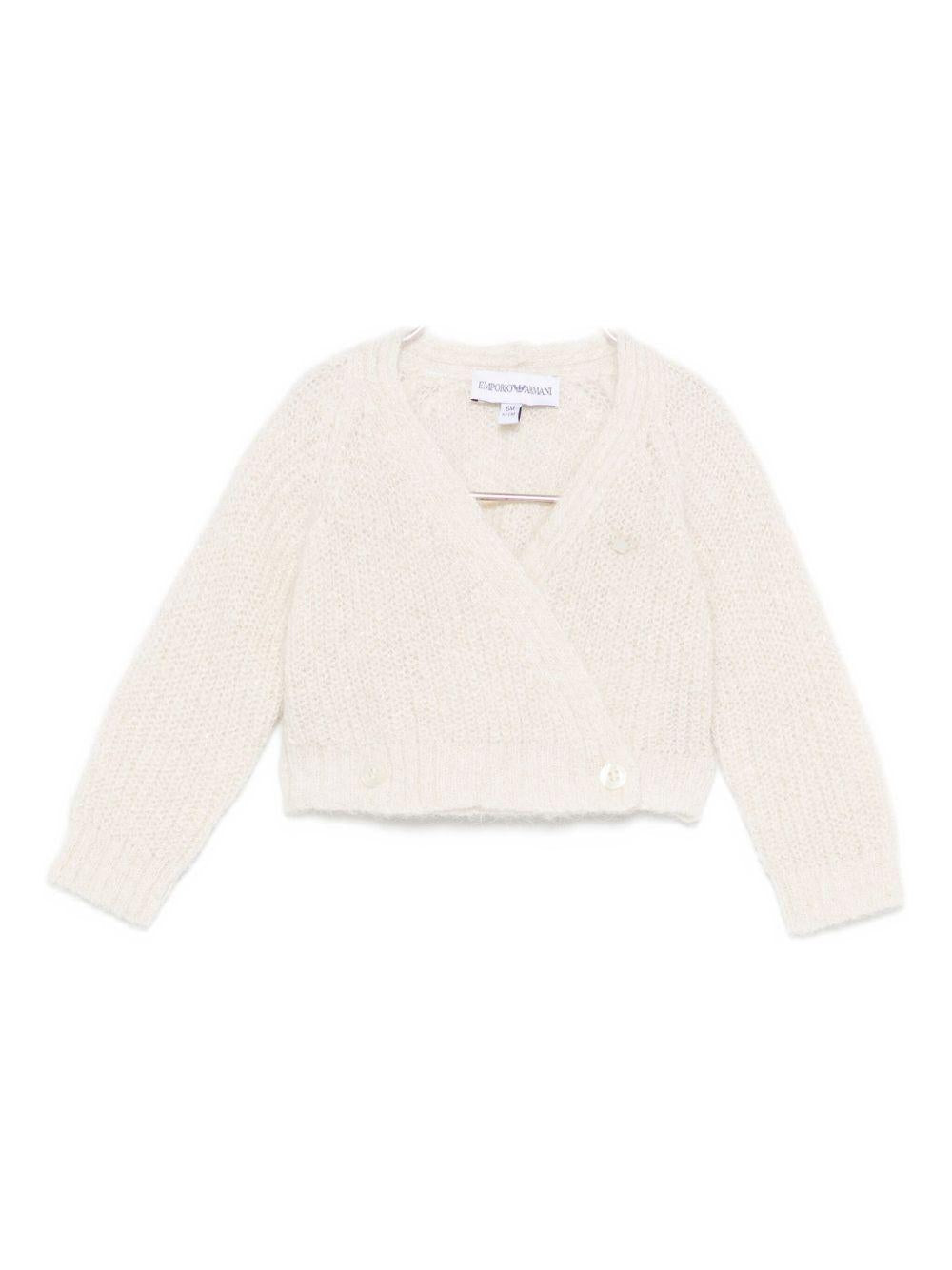 Cardigan per neonata Emporio Armani Kids beige con scollo a V - Rubino Kids