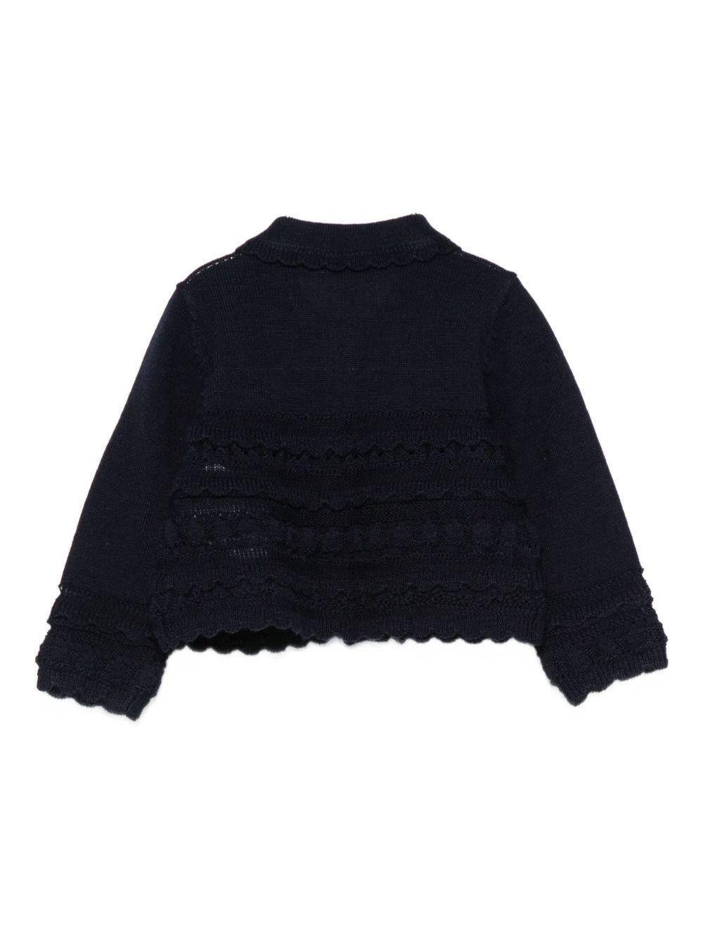 Cardigan per neonata Emporio Armani Kids blu con ruches - Rubino Kids