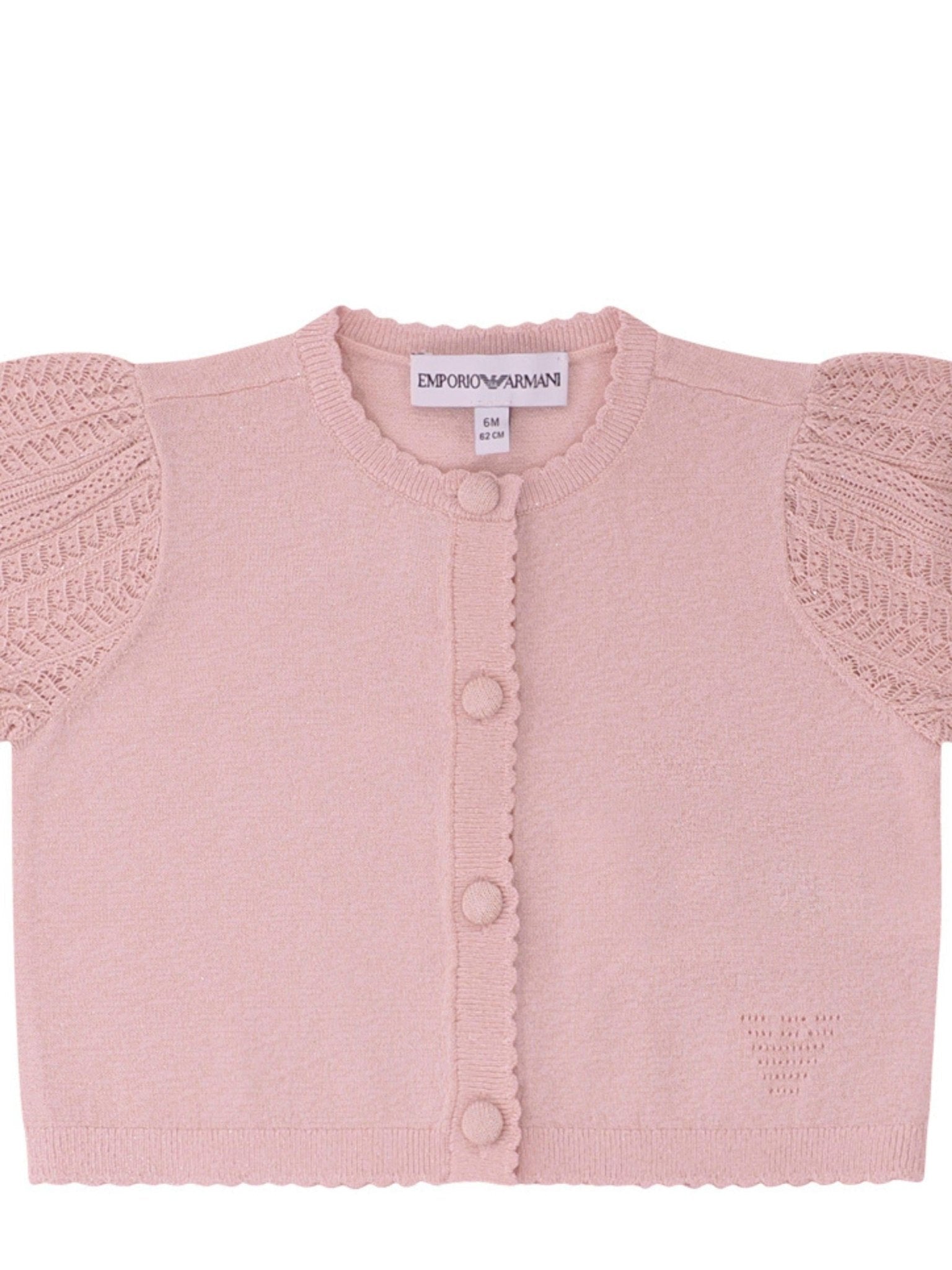 Cardigan per neonata Emporio Armani Kids rosa con trama lavorata a maglia - Rubino Kids